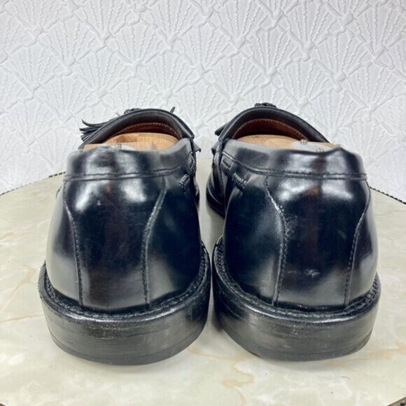 Allen Edmonds Shoes Mens Size 10.5 Black Leather Basket Weave Tassel Loafers - Picture 8 of 14